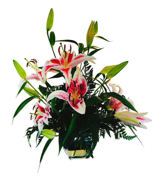 SJC18 - White Lily Flower Arrangement