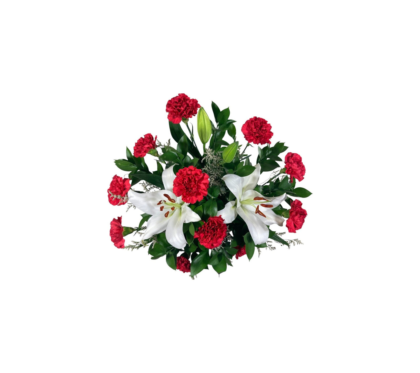 SJC25 - Elegant White Lily & Red Carnation Floral Arrangement