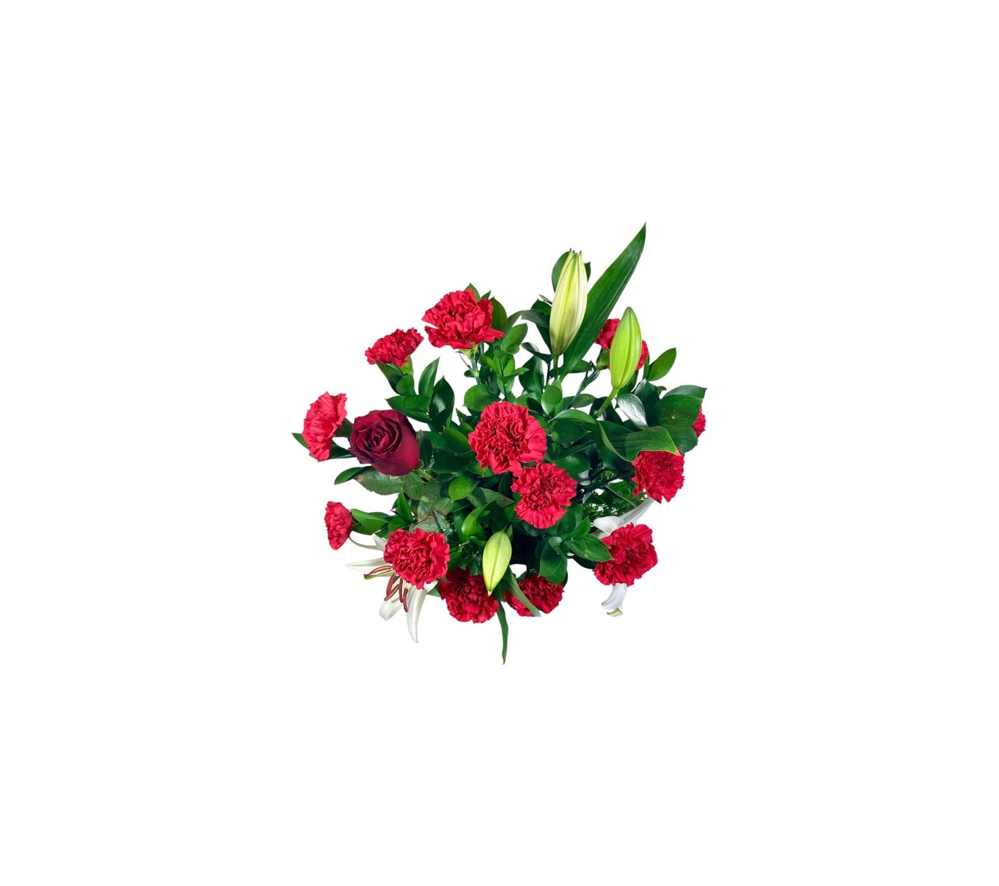 SJC26 - Single Red Rose with White Lilies & Red Carnations