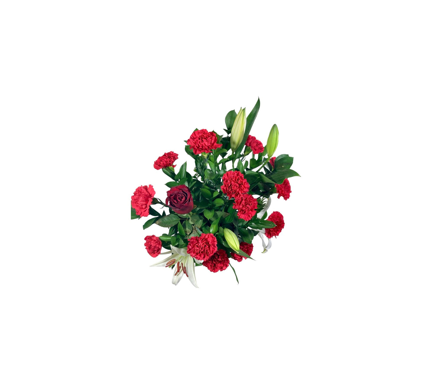 SJC26 - Single Red Rose with White Lilies & Red Carnations