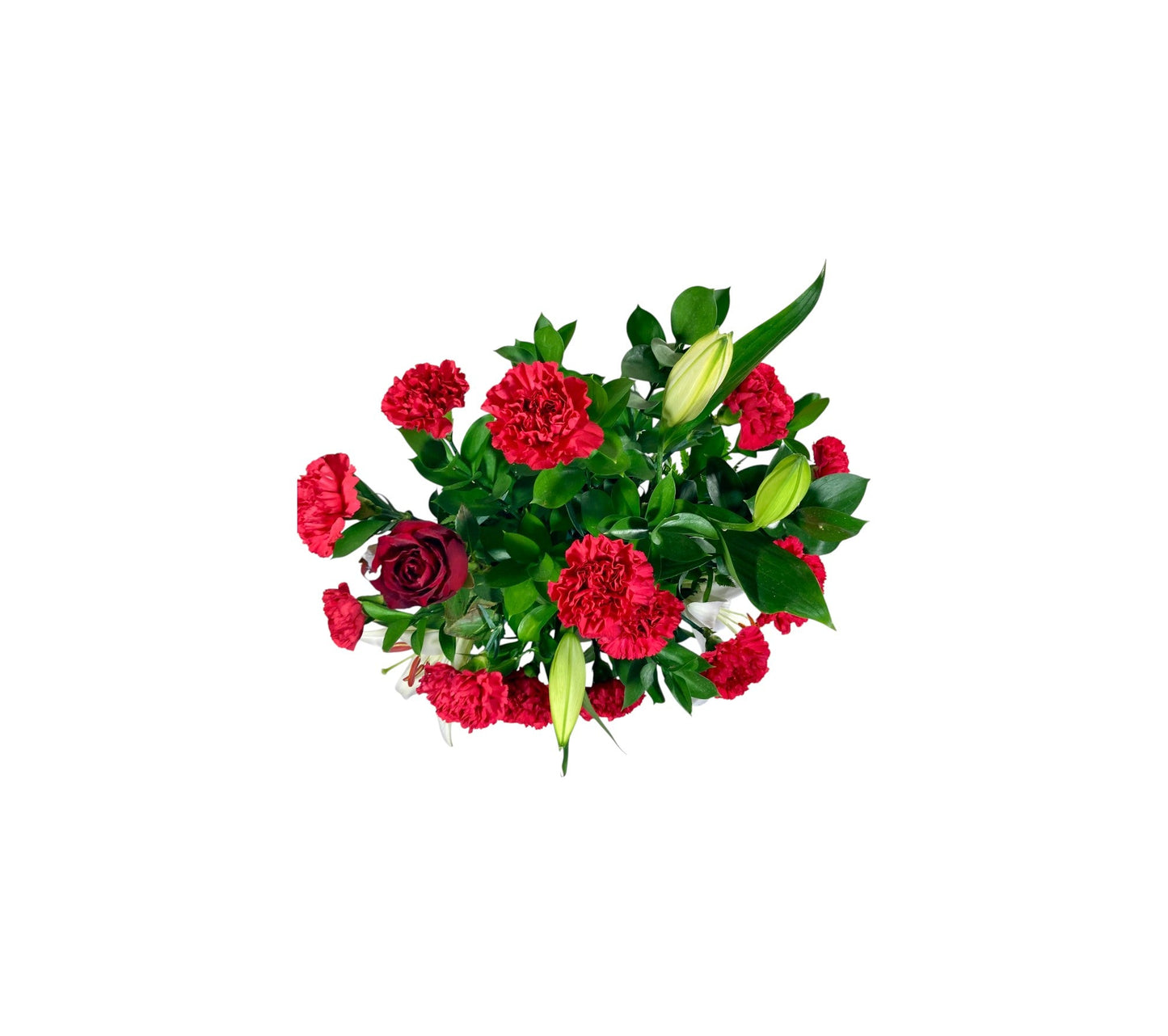 SJC26 - Single Red Rose with White Lilies & Red Carnations