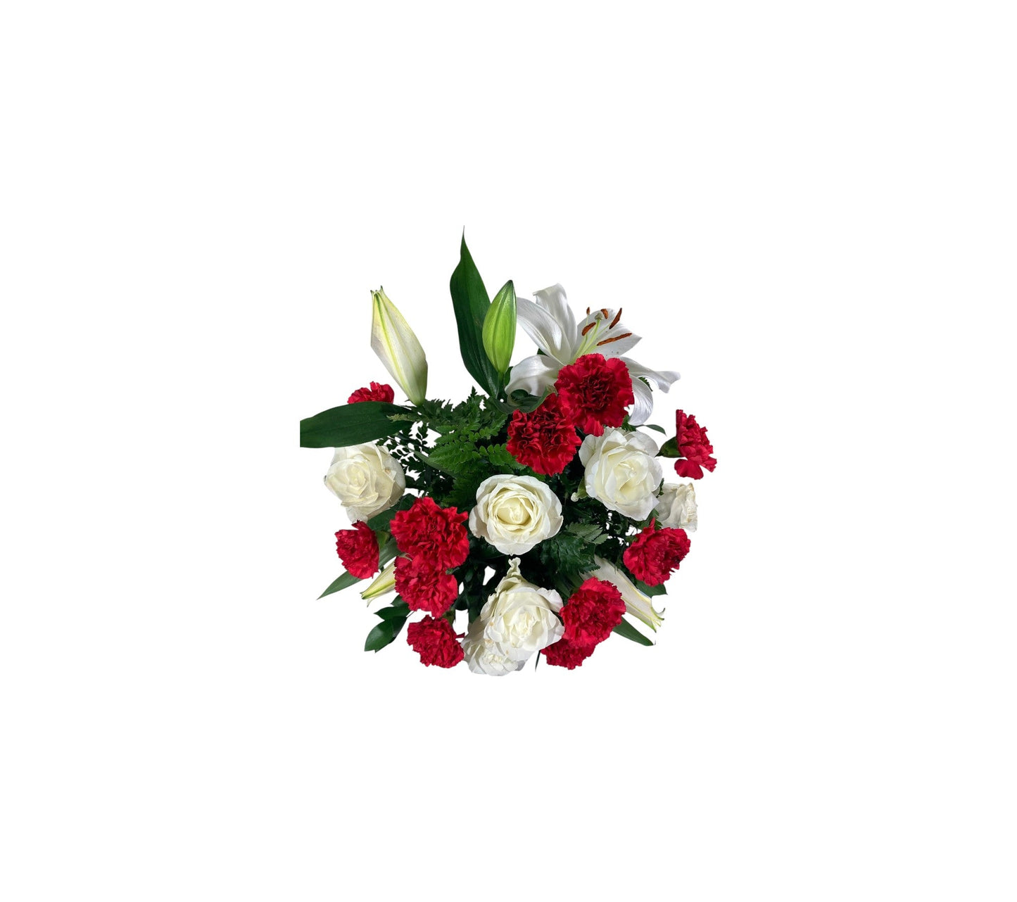 SJC28 - red carnations with white roses and white lilies beautiful flower arrangement 