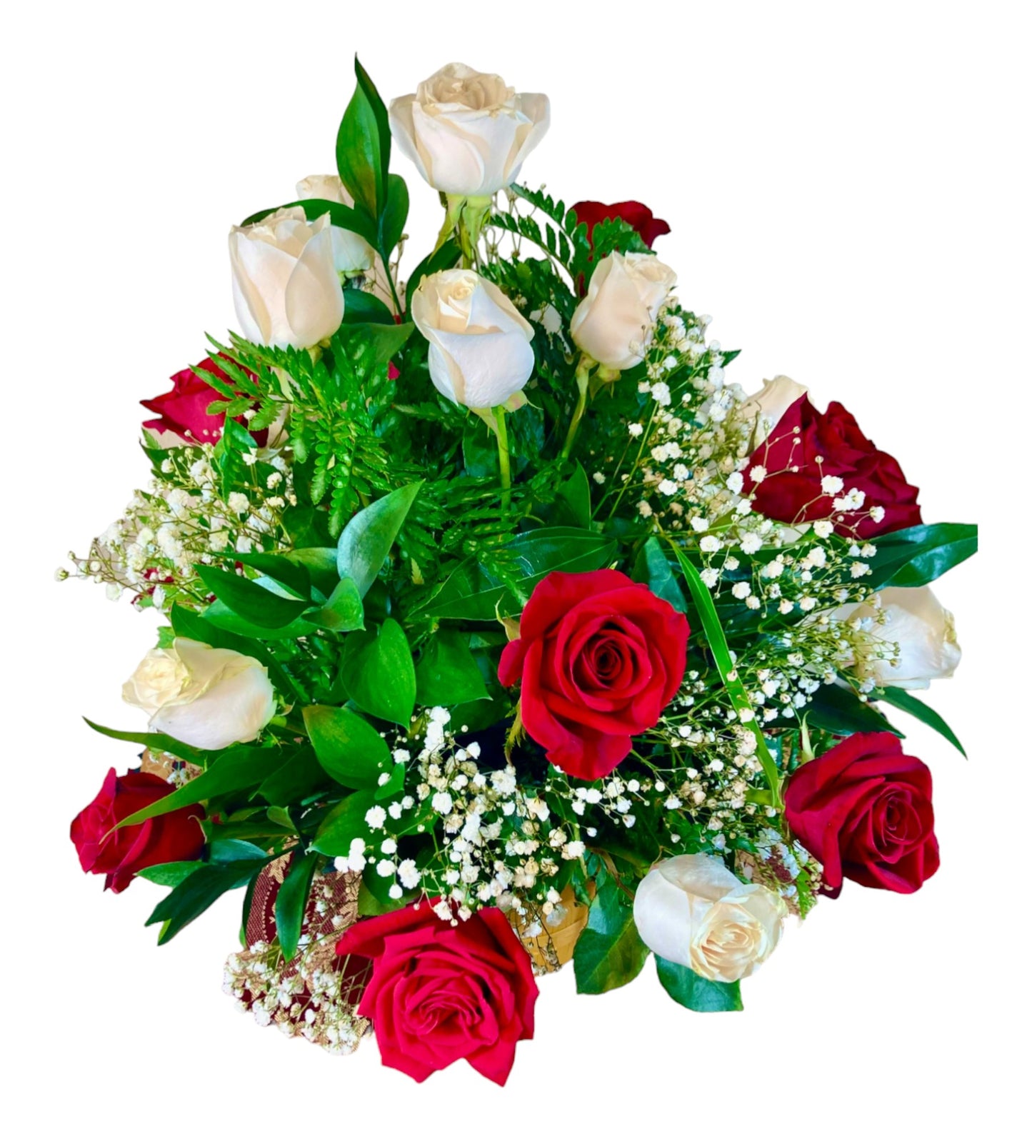 SJC20 - Red &amp; White Roses Flower Arrangement