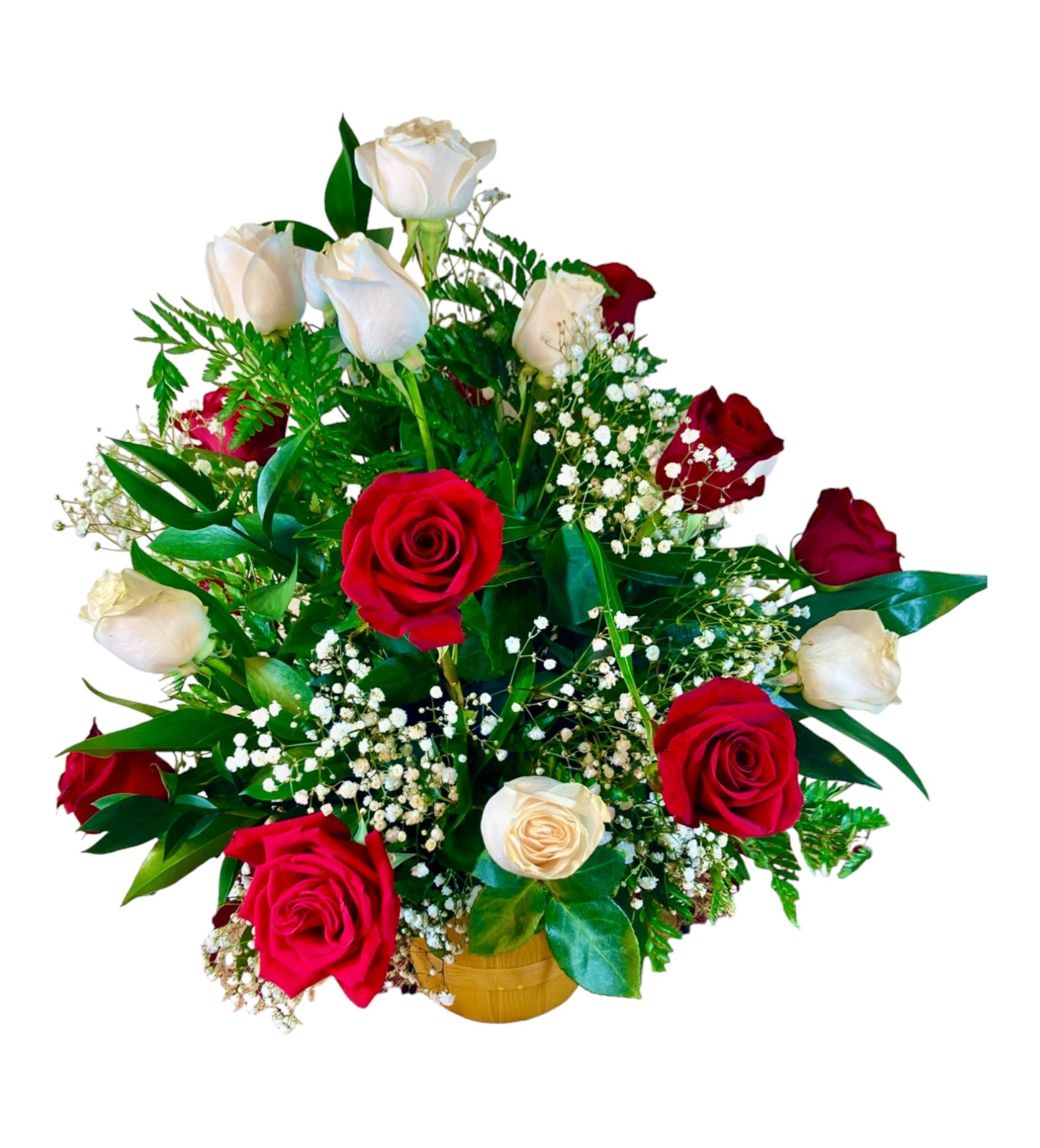 SJC20 - Red &amp; White Roses Flower Arrangement