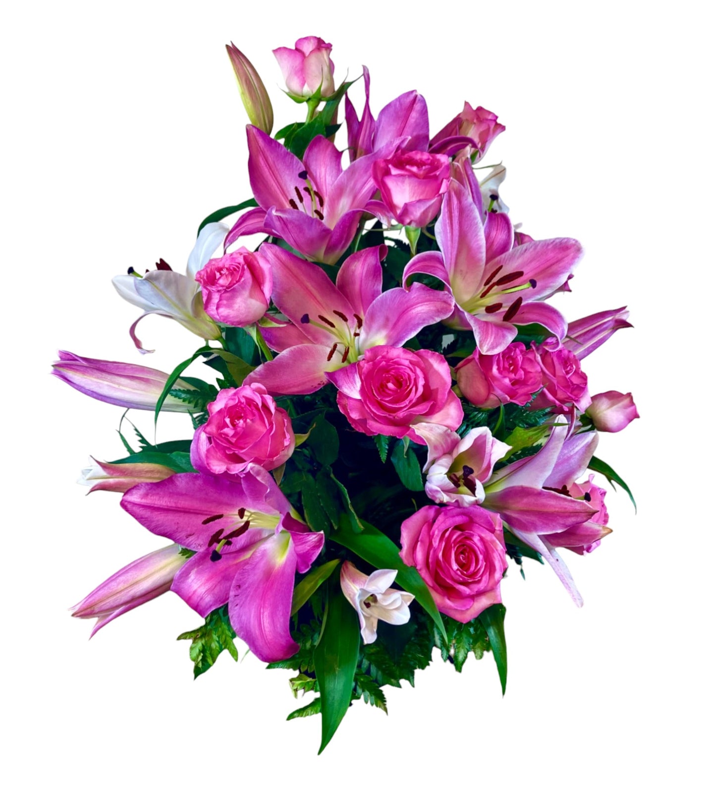 SJC 22 - Pink Lilies &amp; Roses Flower Arrangement
