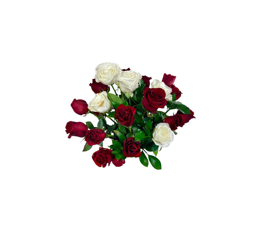 SJC24 – Classic Red & White Rose Arrangement